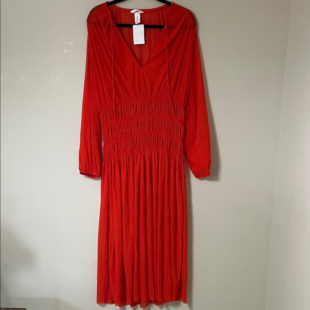 H&M Vibrant Red Long Sleeve Dress